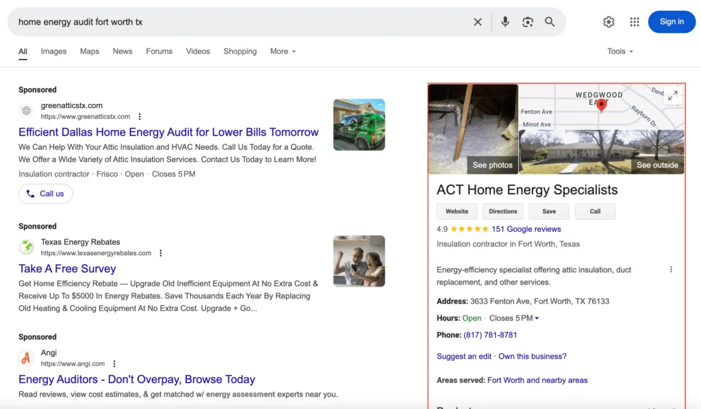 ACT Knowledge Panel Appearing on Google SERP